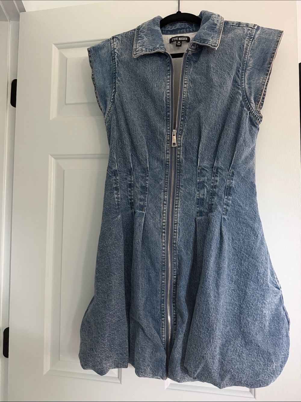 Steve Madden Light Wash Denim Zip bubble skirt dress